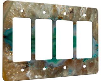 Agate Crystal Turquoise - 4 Gang Decora Rocker Wall Plate Cover