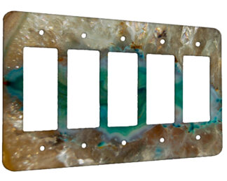 Agate Crystal Turquoise - 5 Gang Decora Rocker Wall Plate Cover