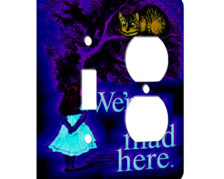 Alice in Wonderland Chesire Here - AC Outlet Combo Switch Plate 2 Gang Cover