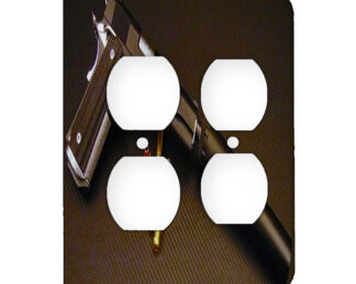Handgun And Ammo - AC Outlet 2 Gang Wall Plate Cover