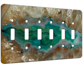 Agate Crystal Turquoise - 6 Gang Switch Plate