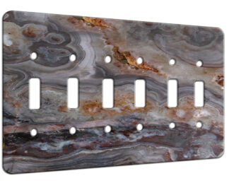 Agate Smokey Scape - 6 Gang Switch Plate