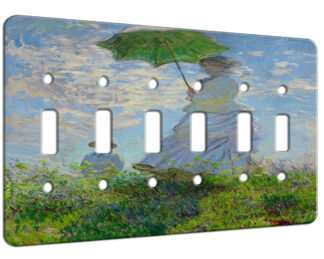 Claude Monet Woman With A Parasol - 6 Gang Switch Plate