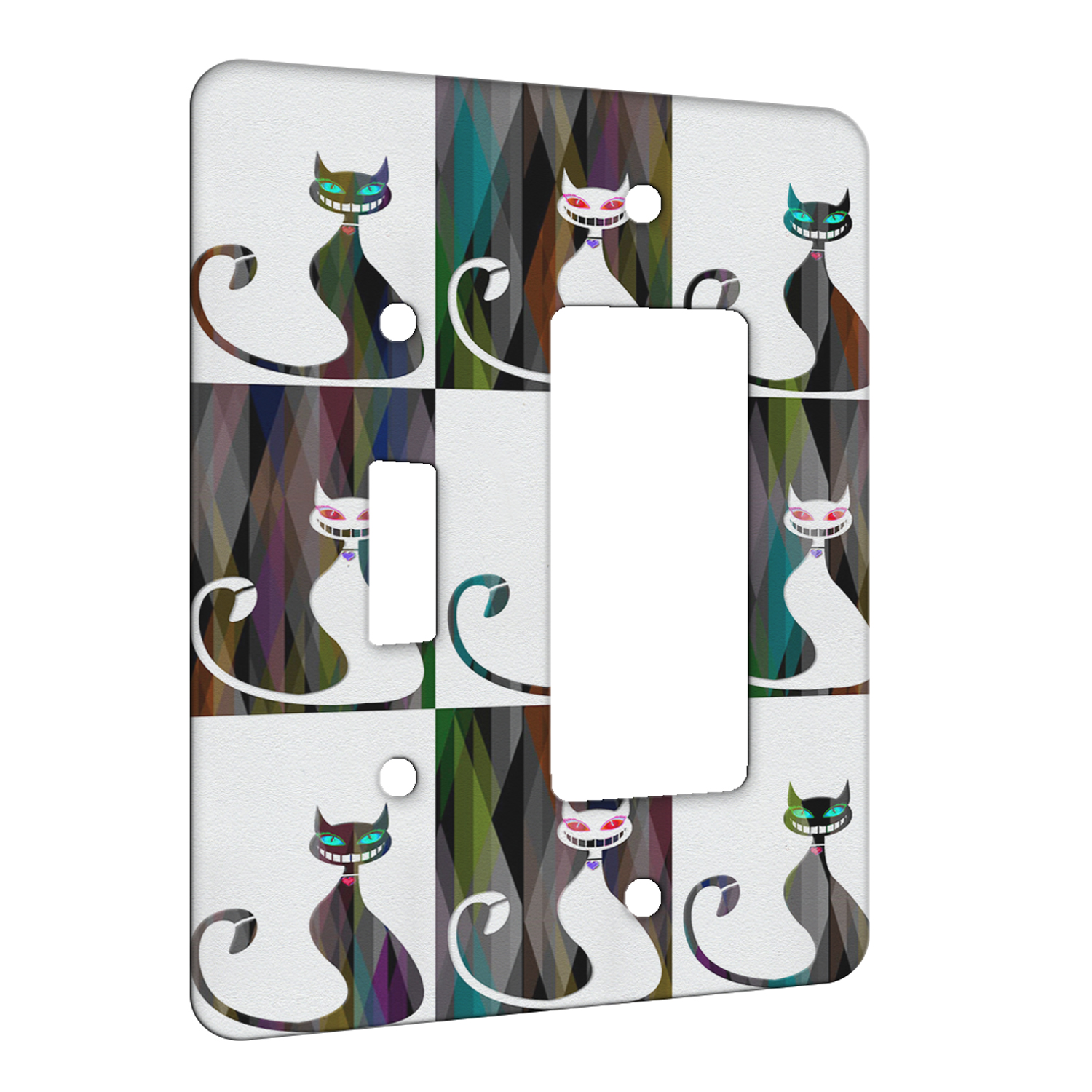 2 Gang Decora/GFCI Elements of Space Pussy Cat Retro Pop Metal Wall Plate